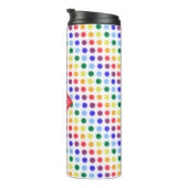 Cute Girly Rainbow Polka Dots gepersonaliseerd Thermosbeker (Geroteerd rechts)