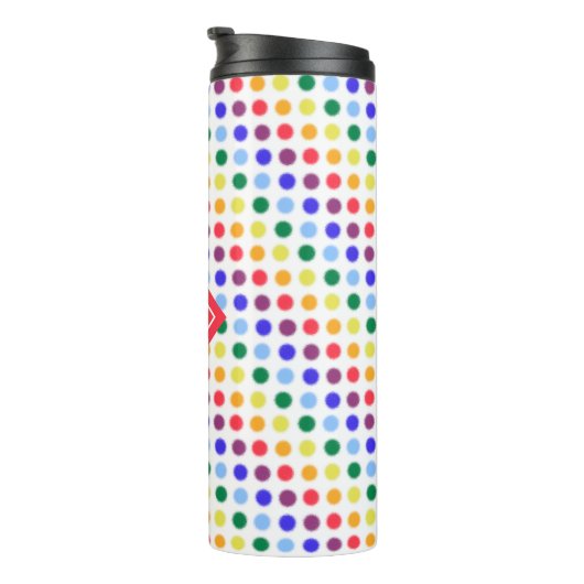 Cute Girly Rainbow Polka Dots gepersonaliseerd Thermosbeker (Geroteerd rechts)