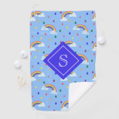Cute Girly Rainbow Rain Clouds Personalized Golfhanddoek (Insitu)