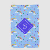 Cute Girly Rainbow Rain Clouds Personalized Golfhanddoek (Voorkant)