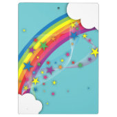Cute  Girly Rainbow Stars Sky Clouds & Name Klembord (Achterkant)