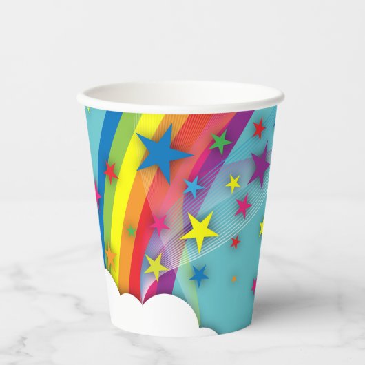 Cute Girly Rainbow Stars Sky Clouds & Name Papieren Bekers (Voorkant)