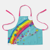 Cute Girly Rainbow Stars Sky Clouds & Name Schort (Voorkant)