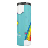 Cute Girly Rainbow Stars Sky Clouds & Name Thermosbeker (Achterkant)
