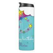 Cute Girly Rainbow Stars Sky Clouds & Name Thermosbeker (Geroteerd rechts)