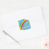 Cute  Girly Rainbow Stars Sky en Clouds Vierkante Sticker (Envelop)