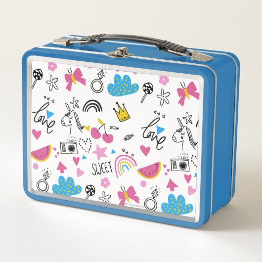 Cute Girly  Rainbow Unicorn Colorful Patroon (Voorkant)