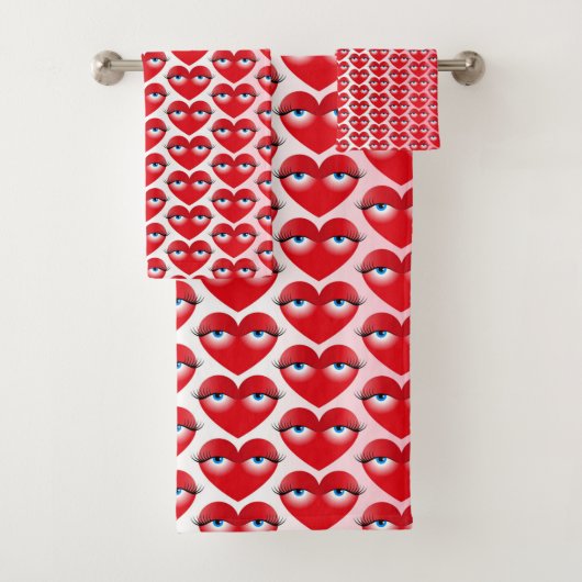 Cute Girly Red Heart Valentijn Unieke Patroon Bad Handdoek (Insitu)
