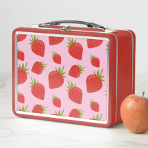 Cute Girly Red Pink Retro Strawberry Pattern