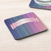 Cute Girly Ribbon Pink Blue Paars Personalized Bier Onderzetter (Linkerzijde)