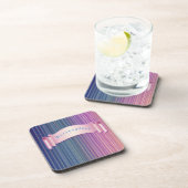 Cute Girly Ribbon Pink Blue Paars Personalized Bier Onderzetter (Rechterzijde)