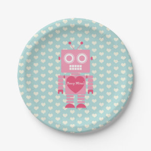 Cute Girly Robot Papieren Bordje