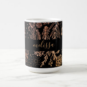 Cute Girly Roos Gold Floral handtekening Koffiemok