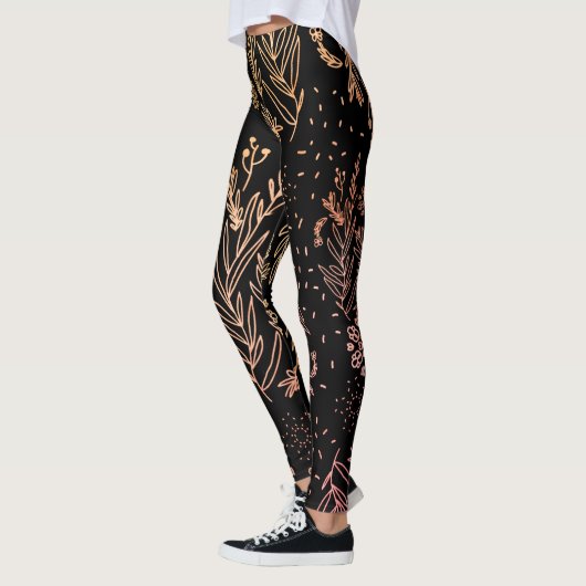 Cute Girly Roos Gold Floral handtekening Leggings (Links)