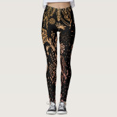 Cute Girly Roos Gold Floral handtekening Leggings (Voorkant)