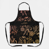 Cute Girly Roos Gold Floral handtekening Schort (Voorkant)
