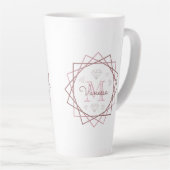 Cute Girly Roos Gold Monogram Geometric Latte Mok (Rechterhoek)
