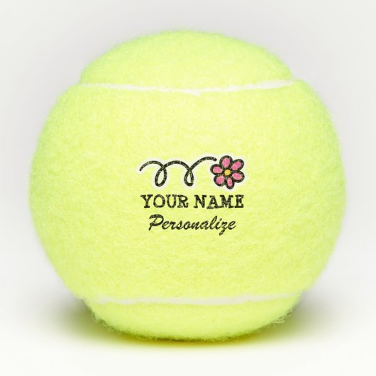 Cute girly roze daisy flower, gedrukt tennisballen (Voorkant)