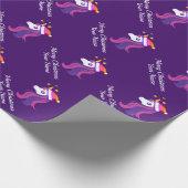Cute girly roze eenhoorn met kerstmis cadeaupapier (Hoek)