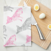 Cute girly roze grijze waterverf chihuahua patroon theedoek (Quarter Fold)