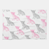 Cute girly roze grijze waterverf chihuahua patroon theedoek (Horizontaal)