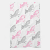 Cute girly roze grijze waterverf chihuahua patroon theedoek (Verticaal)