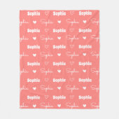 Cute girly rust pink repeating name monogram fleece deken (Voorkant)