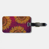 Cute Girly Rustic Boho Burgundy Paarse Sunflower Bagagelabel (Achterkant horizontaal)