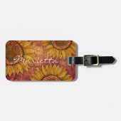 Cute Girly Rustic Boho Wood  zonnebloem Bagagelabel (Voorkant horizontaal)