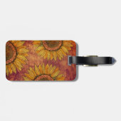 Cute Girly Rustic Boho Wood  zonnebloem Bagagelabel (Achterkant horizontaal)