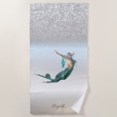 Cute Girly Silver Glitter Bokeh Mermaid Strandlaken (Voorkant)