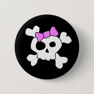 Cute Girly Skull Button