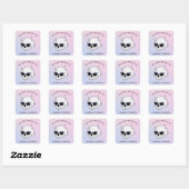 Cute Girly Skull Glasses Trendy Gradient Bookplaat Vierkante Sticker (Vel)
