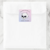Cute Girly Skull Glasses Trendy Gradient Bookplaat Vierkante Sticker (Tas)