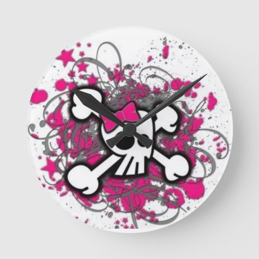 Cute Girly Skull Ronde Klok (Voorkant)