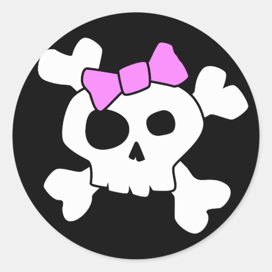 Cute Girly Skull Sticker (Voorkant)