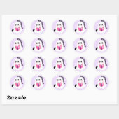 Cute girly spooky black cat-leesboeken ronde sticker (Vel)
