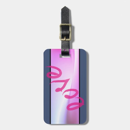 Cute Girly Stripe, Love-Personalized Bagagelabel (Voorkant verticaal)