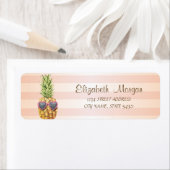 Cute Girly Striped, Cool Pineapple Etiket (Insitu)