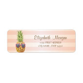 Cute Girly Striped, Cool Pineapple Etiket (Voorkant)