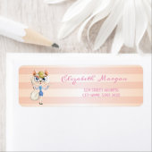Cute Girly Striped, Kat Address Label (Insitu)