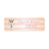 Cute Girly Striped, Kat Address Label (Voorkant)