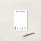 Cute Girly Succulent Cactus Personalized Post-it® Notes (Op bureau)