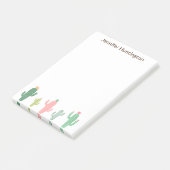 Cute Girly Succulent Cactus Personalized Post-it® Notes (Schuin)