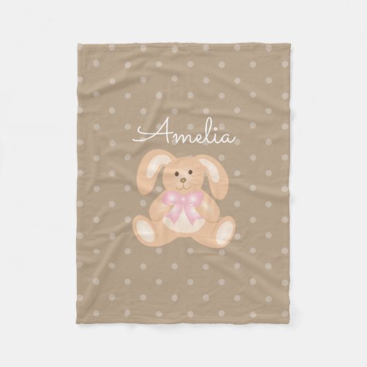Cute Girly Sweet Schattig Baby Bunny Rabbit Kinder Fleece Deken (Voorkant)