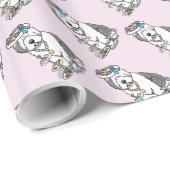 Cute Girly Tea Party Old English Sheepdog (grijs 1 Cadeaupapier (Rol Hoek)