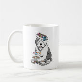 Cute Girly Tea Party Old English Sheepdog (grijs 1 Koffiemok (Links)
