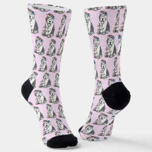 Cute Girly Tea Party Old English Sheepdog (grijs 1 Sokken