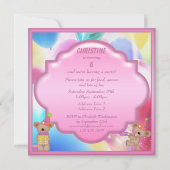 Cute Girly Teddy Bears Birthday Party Kaart (Achterkant)