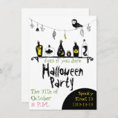Cute girly tiener Halloween party-uitnodiging Kaart (Voorkant / Achterkant)